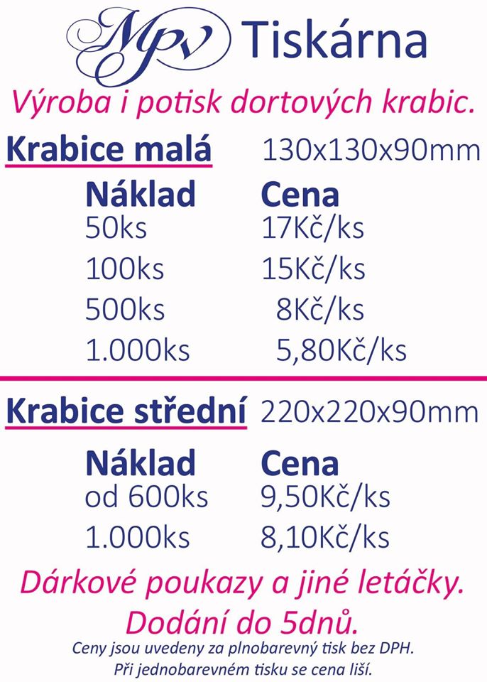 Výroba a potisk dortových krabic